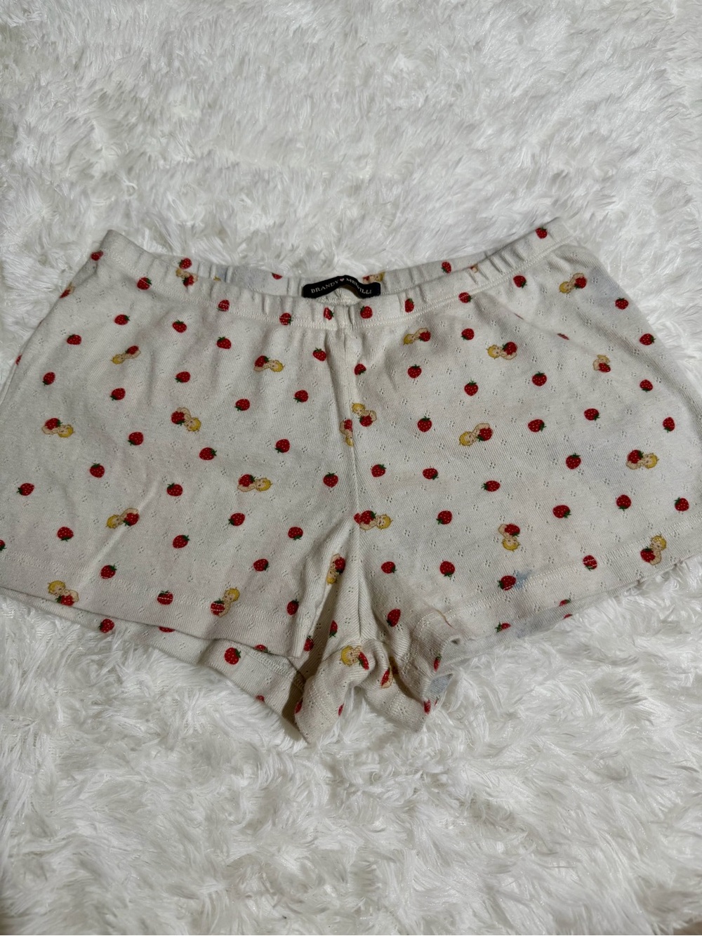 Brandy Melville strawberry angel baby ribbed shorts soft comfortable loungewear